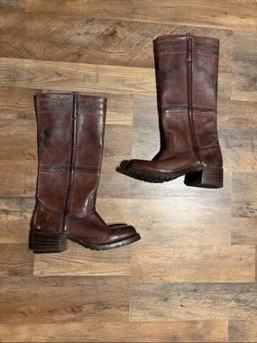 Frye Campus Boot/ Longhorn Brownish/ Maroon Leather Boots